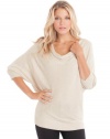 GUESS Jamie Three-Quarter Sleeve Sweater, LIGHT OATMEAL HEATHER (SMALL)