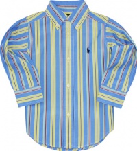 Ralph Lauren Toddler Boys Striped Blake Poplin (4/4T, Blue Multi)