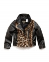 GUESS Kids Girls Little Girl Pleather Jacket with Faux-Fu, BLACK (6)