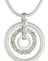 Nine West Linked In Silver-Tone Crystal Orbital Pendant Necklace