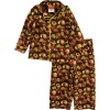 Curious George Who Me? Toddler Boys Brown Flannel Coat Style Pajama Set Size 2T-4T