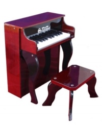 Schoenhut's Elite Spinet is a musical instrument of the highest quality. Certain to enhance your child's love of music with its endearing melodic tones. Chromatically tuned, the lovely chime-like notes are produced by little hammers striking precision-ground. Schoenhut's® patented Learning System, with its play-by-color teaching method, makes playing simple and fun. A removable color strip fits behind the keys to guide small fingers from chord to chord. The chart also works on adult keyboards, since keys on Schoenhut® toy pianos are of corresponding width. This teaches children proper finger stretch from the very beginning. The accompanying Songbook contains a collection of familiar tunes. This Learning System has been specially designed to build a child's confidence and develop basic playing skills.