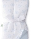 Little Me Baby-Boys Newborn Monkey Puff Blanket, White/Light Blue, One Size