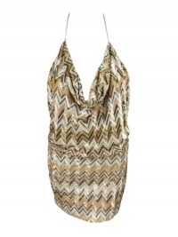 Haute Hippie Womens Chevron Mini Sequin Halter Dress