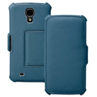 GreatShield VANTAGE Series Case for Samsung Galaxy S4 IV Leather Wallet Cover with Stand + Sleep / Wake Function (Blue)