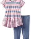 Splendid Littles Baby-girls  Marseille Chambray Stripe Peplum Set, Pink Ribbon, 18-24 Months