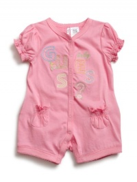 GUESS Guess Logo Romper, PINK (6/9M)