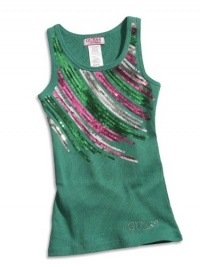 GUESS Kids Girls Little Girl Embellished Tank, GREEN (4)