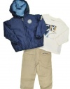 Calvin Klein Toddler Boys Navy Jacket 3Pc Khaki Pant Set (2T)