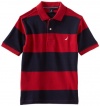 Nautica Sportswear Kids Boys 8-20 SS Wide Stripe Polo Shirt, Cherry, Large