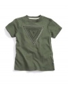 GUESS Kids Boys Tee with Embroidered Triangle, DUSTY GREEN (7)