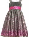 Bonnie Jean Girls 7-16 Sequin Mesh Band Dress, Fuchsia, 10