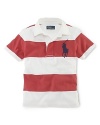 A classic short-sleeved striped cotton rugby for preppy, in-the-game style.