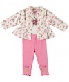 Guess Glitter Rose 3-Piece Outfit (Sizes 0M - 9M) - pink/white, 6 - 9 months