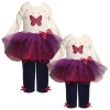 Size-5 BNJ-3930B 2-Piece IVORY BLUE PINK Jewel-Embroidered Butterfly Applique Tutu Dress/Legging Outfit Set,B63930 Bonnie Jean LITTLE GIRLS