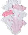 Spasilk 100% Cotton Assorted Short Sleeve Lap Shoulder 7-Pack Bodysuit