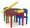 Tot Tutors CT599 2-in-1 Round Plastic Construction Table and 2 Chairs, Primary Colors