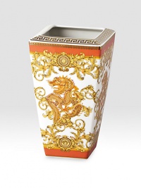 From the house of Versace's elegant porcelain collection, this Asian-inspired vase is trend-forward with a scrolling baroque pattern in vivid hues. From the Asian Dream CollectionPorcelain9½ highHand washMade in Germany