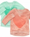 Sherbert-hued love. She'll wear her heart front and center with this French terry sweatshirt from Sugar Tart.