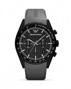 Equal parts sporty and sleek, this matte black watch from Emporio Armani encapsulates easy accessorizing. With a dynamic rubber band and advanced analog movement, it's a timely investment.