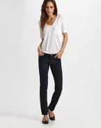 Slim, straight-leg denim in a chic, slightly cropped silhouette.THE FITFitted through hips and thighsMedium rise, about 7¼Inseam, about 30THE DETAILSZip flyFive-pocket style80% cotton/15% modal/5% polyurethaneMachine washMade in USA of imported fabricModel shown is 5'10½ (179cm) wearing US size 4.