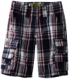 Lee Boys 2-7 Wyoming Multi Pocket Cargo Short, Navy Mccoy Plaid, 6 Regular