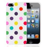 MiniSuit Polka Dot Soft Rubberized Case Cover for iPhone 5 (Multi Rainbow)