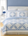 Introduce clean, classic lines with just a hint of something blue. Coupling intricate quilting with a mosaic circle design, this Wedding Rings quilt from Martha Stewart Collection brings a new twist to traditional comfort. Features pure, woven cotton and reverses to solid.