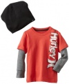 Hurley Boys 2-7 Veri Slider With Beanie, Regal Red, 3T