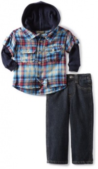 Nannette Baby-boys Infant Bear Flannel 2 Piece Pant Set, Navy, 18 Months