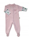 Noa Lily Light Pink Waffle Footie, Girls peace, 6 Months