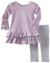 Calvin Klein Baby-Girls Infant Tunic With Legging Set, Pink/Gray, 24 Months