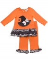 Rare Editions Baby-girls Newborn Hat Applique Legging Set, Orange/Black/White, 9 Months