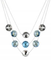 Be the belle of the balls with this illusion necklace from Kenneth Cole New York. Crafted from silver-tone mixed metal, the necklace features beads in blue and silver tones for a fashion-forward effect. Approximate length: 17 inches + 3-inch extender. Approximate frontal drop: 2-3/4 inches.