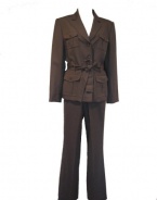 TAHARI by ASL Suit, Belted Utility Jacket & Pants-LIGHT BROWN-16