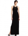 Michael Stars Women's Carine Sleeveless Slit Side Maxi with Beaded Neck Piece Dress, Black, Small