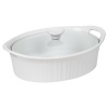 Corningware French White III Oval Casserole with Glass Cover, 2.5-Quart