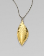 From the Palu Collection. An exquisitely, radiant 22k gold and sterling silver piece with an elegant, hammered texture detail on a sterling silver link chain. 22k goldSterling silverLength, about 30Pendant size, about 2¾Lobster clasp closureImported 