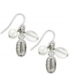 Classic chic. Lauren by Ralph Lauren gives the glass pearl a fashion infusion in its Town & Country drop earrings. Crafted from silver-tone mixed metal, the earrings feature glass accents for a glistening look. Approximate drop: 1-1/8 inches.