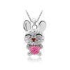 Silver Tone White Gold Swarovski Style Crystal Bunny Pendant Necklace