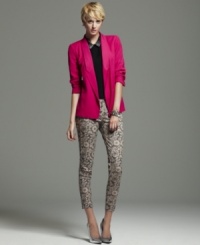 An allover floral-lace print makes these French Connection skinny jeans a must-have for hot fall style!