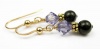 Damali 14K Gold Dangle Earrings December Tanzanite Pearl Swarovski Crystal Elements - 1 Inch