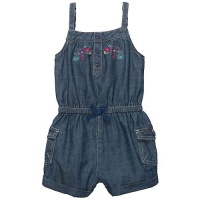 OshKosh B'Gosh Embroidered Chambray Shortall - Sky Blue