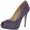 Badgley Mischka Women's Humbie IV Peep-Toe Pump,Grey/Plum,7.5 M US