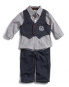 GUESS Kids Boys Baby Vest, Shirt And Pants Set, INDIGO (3/6M)