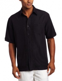 Cubavera Men's Short Sleeve Woven with L-Shape Embroidered Detail