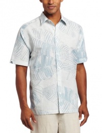 Cubavera Men's Short Sleeve Yarn Died Leaf Print