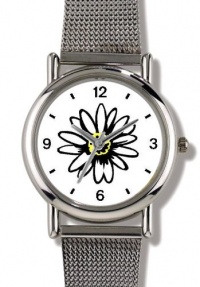 Daisy Flower - WATCHBUDDY® ELITE Chrome-Plated Metal Alloy Watch with Metal Mesh Strap - Small ( Children's Size - Boy's Size & Girl's Size )