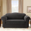 Sure Fit Stretch Pinstripe 2-Piece Loveseat Slipcover, Black