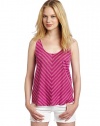 Alternative Women's Zion Pocket Tank Top, Grape Stripe, Large